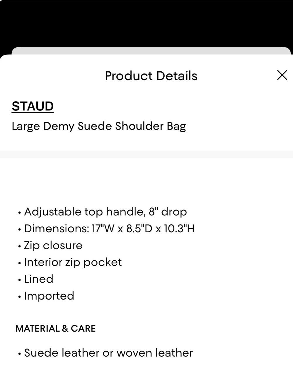 STAUD Dark Brown Suede Shoulder Bag - Picture 4 of 12